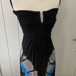 Sky Black Maxi Dress / Strapless / Tie Dye